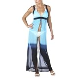 Xhilaration Crinkle Pool Dress Coverup - Blue with Black Trim