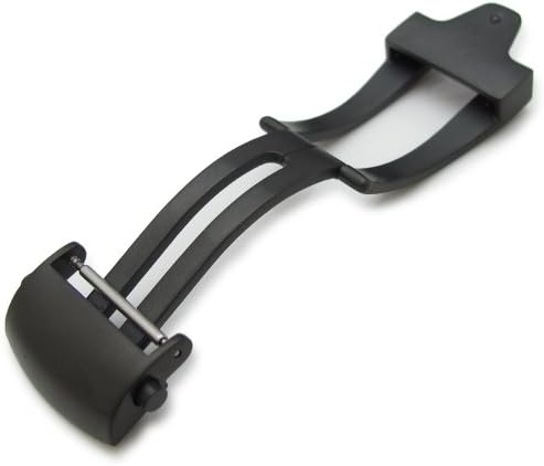 18mm Deployment Buckle / Clasp 316L Solid Stainless Steel for Leather Watch Strap (PVD Black)