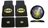 - 	 Batman Auto Accessories Interior Kit - Front & Rear Floor Mats, Steering Wheel Cover & Decal Set