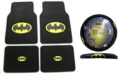 - 	 Batman Auto Accessories Interior Kit - Front & Rear Floor Mats, Steering Wheel Cover & Decal Set