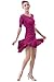 Colorfulworldstore ladies Latin salsa cha cha tango Ballroom Dance Dress-mesh sleeves+Slim Irregular unilateral