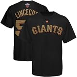 MLB Majestic Tim Linecum San Francisco Giants #55 2010 World Series Champions Gold Program Player T-shirt - Black (X-Large)