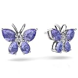 14K White Gold Pear Genuine Tanzanite Butterfly Earrings