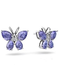 Genuine Tanzanite 14kt White Gold Butterfly Earrings