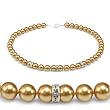 Genuine Swarovski Crystal Pearl Necklace with Rondelle - Gold (8mm)