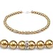 Genuine Swarovski Crystal Pearl Necklace with Rondelle - Gold (8mm)