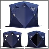 Dark Blue Ice Fishing Shelter 1 Man 2 Person Pop Up Portable Shanty House Tent
