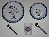 NEW YORK METS Team Logo 5 Piece Baby Child Dinner Set ( Sipping cup, Plate, Bowl, Fork,... by Duckhouse