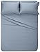 Amazon Brand – Pinzon 400-Thread-Count Hemstitch Egyptian Cotton Sheet Set - King, Smokey Blue