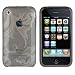 AEVI24 Apple iPhone 3G / 3GS Designer Schutzh�lle Silikon TPU H�lle Etui Tasche Case Hard Cover Flower Blume Ephine Bl�te Grau Schwarz Black (Transparent) TOP