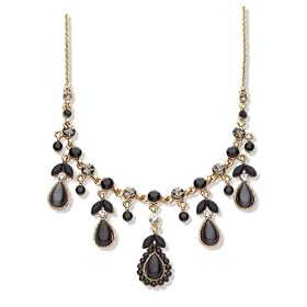Gold Plated Black & Clear Crystal Necklet