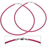 Ankle Bracelets 2 Rubber Cord Anklets Fuchsia