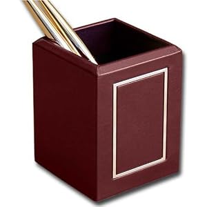 Burgundy 24Kt Gold Tooled Pencil Cup