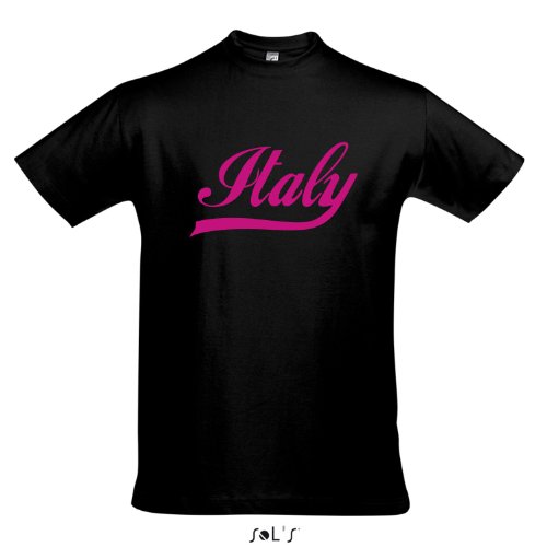 T-Shirt Italien Oldschool Italy LÄNDERSHIRT EM / WM FAN Trikot S-XXL , Deep black – pink , S