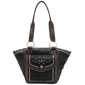 Lou-Ella Wild West Collection Designer Zip Top Bucket Stunning in Black