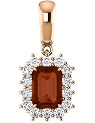 14K Rose Gold 7.00x5.00mm Emerald Cut Mozambique Garnet and Diamond Pendant -- LIFETIME WARRANTY