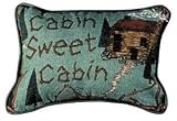 Set Of 2 "Cabin Sweet Cabin" Outdoor Theme Decorative Throw Pillows 9" x 12"