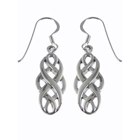 Silver Ladies Celtic knot drop earrings