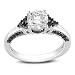 Sterling Silver 1 3/8 CT TGW Created White Sapphire 3/8 CT TDW Round Black Diamond Fashion Ring