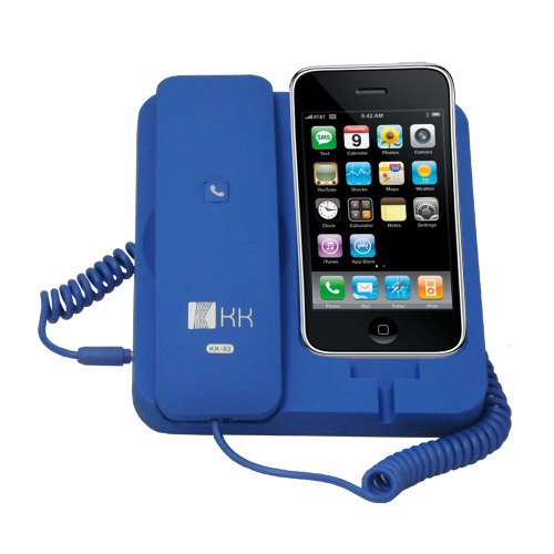 GSI Quality Retro POP Handset, Docking Station And Speaker For Apple iPhone 3G/4/4S – Connect To iPod, iPad, Droid Smartphone, Blackberry, Samsung Galaxy S, Or To Computer For Skype And VOIP Calls – Blue