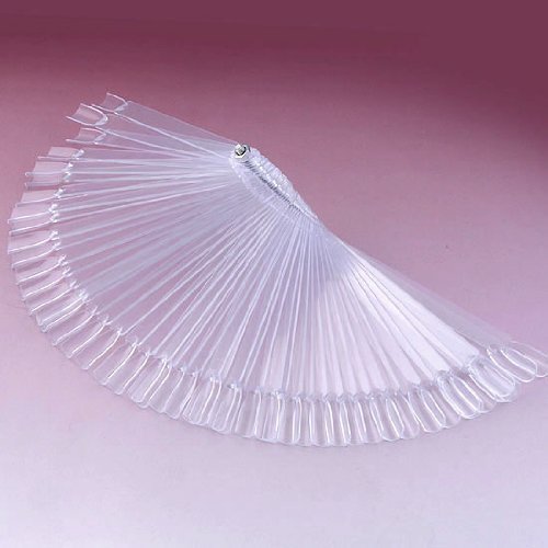50pcs Clear Nail Art Tips Color Pop Display Fan False Practice Sticks