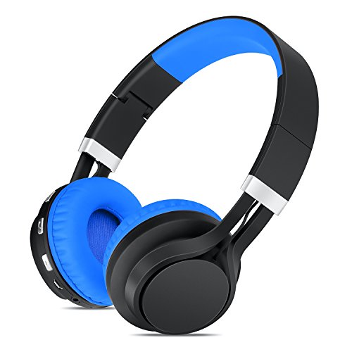 Sound Intone BT-02 Wireless Bluetooth Headphones Over-ear Stereo Folding with Volume Control and Microphone Headsets (Black/blue)