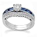 1 1/2 Carats Diamond & Sapphire 14k White Gold Setting w/ Matching Band(Center Stone Not Included)