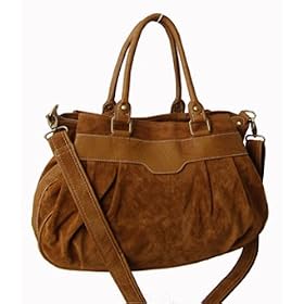 Suede Feel Brown Large Satchel/Handbag - Free Shipping