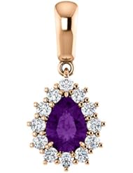 14K Rose Gold 7.00x5.00mm Pear Cut Chatham Created Alexandrite and Diamond Pendant -- LIFETIME WARRANTY