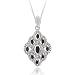 Sterling Silver Genuine Sapphire & Diamond Marquise Shaped Pendant