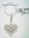 Beautiful Jeweled Key Chain Clip - Jeweled Heart