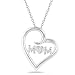 Women's Argentium MOM Diamond Heart Pendant Necklace (0.01 cttw, I-J Color, I2 Clarity)