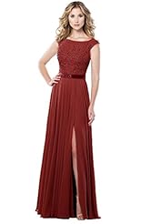 Beaded Chiffon Evening Dress/Prom Dress/Party Dress/Wedding Dress  With a Sash 