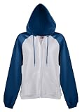 Ladies Color Block Zip Front Hooded Sweatshirt