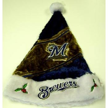 Milwaukee Brewers MLB Colorblock Himo Plush Santa Hat (Quantity of 1)