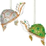 Christmas Glass Turtle Ornament Set
