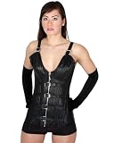 Shaper Corset Black Steel Boned Bondage Fetish Strap Overbust Leather Corset Cup Support Hourglass SC80081