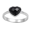 Sterling Silver Ring - Heart - Black CZ - 9 mm x 3 mm, Sizes 5-9 Sterling Silver Ring - Heart - Black CZ - 9 mm x 3 mm, Sizes 5-9