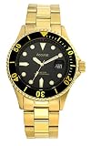 Accurist MB653B Gents Gold Plated Bracelet with One Way Rotating Bezel, Date Function and Black Dial Watch