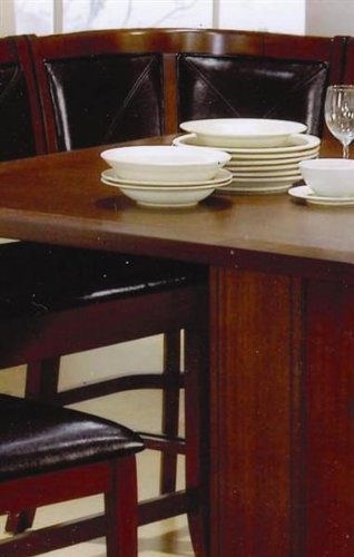 6pc Counter Height Dining Table & Stools Set Dark Brown Finish