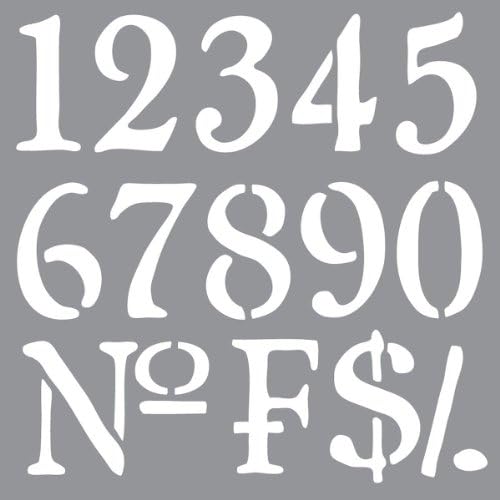 Neww Americana Decor Stencil 12""X12""-Olde World Numbers Neww
