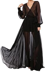 V-neck Vintage Puff Sleeves Polka Dot Print Polyester  Dress