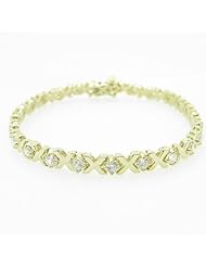 Ladies 10K Solid Yellow Gold fancy x link bracelet Length - 7 inches Width - 5mm