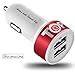 TopG [Lifetime Warranty] Dual USB Ports 3.1A Portable USB Car Charger for iPhone 5 5S 5C 4 4S,iPad 4 3 2,iPad mini,iPad air Battery Power Supply for All Apple Device (Lightning Cable/Adapter Not Included)- (White+Red)