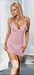 CLOSE OUT in White 3X/4X Slimming Pinstripe Mesh and Lace Trim Babydoll set (Plus Sizes too!)