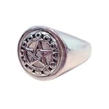 Sterling Silver Pentacle Rainbow Moonstone Flip Ring Wiccan Pagan Jewelry Size 4-15 (4,5,6,7,8,9,10,11,12,13,14,15)