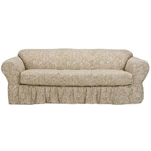 Simply Shabby Chic® Floral Jacquard Sofa Slipcover - Khaki by Simply ShabChic