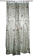 Gift for Friend-2 Organza Silver Base with Red Bell Embroidered Sari Curtains Drapes Panel 92" Tabs