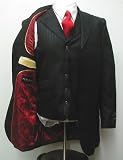 Men's Three Piece Single Breasted Super 150s Black Tone with Paisley Lining Dress Suit and Vest