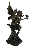 FOREST FAIRY & BUTTERFLY Statue Antique Bronze Finish 8-Inch